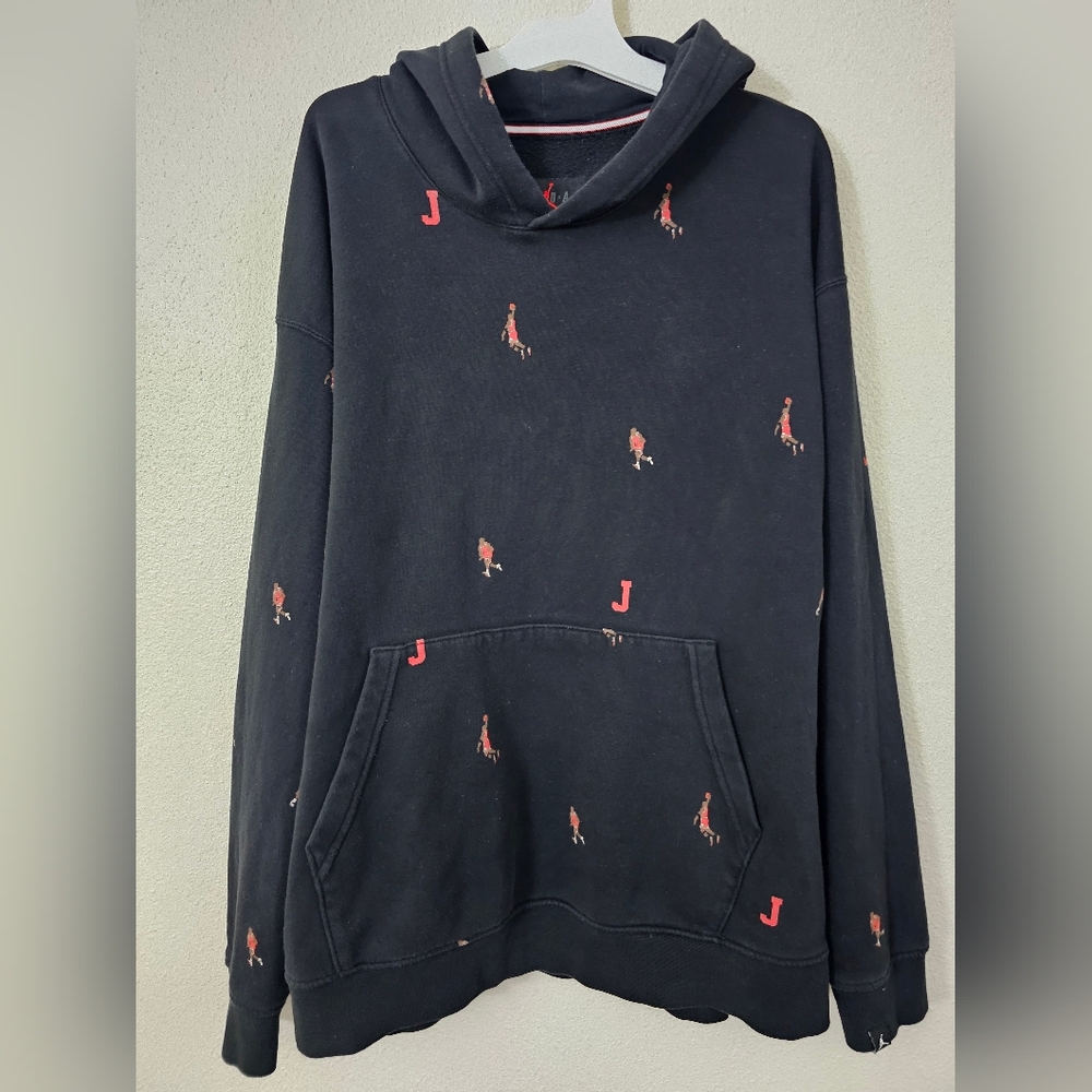 Nike Air Jordan Men XL Essential Jumpman All Over Print Hoodie DV9392-010 VTG